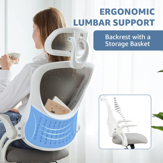 Mesh Ergonomic Office Computer Desk Chair with Adjustable Headrest