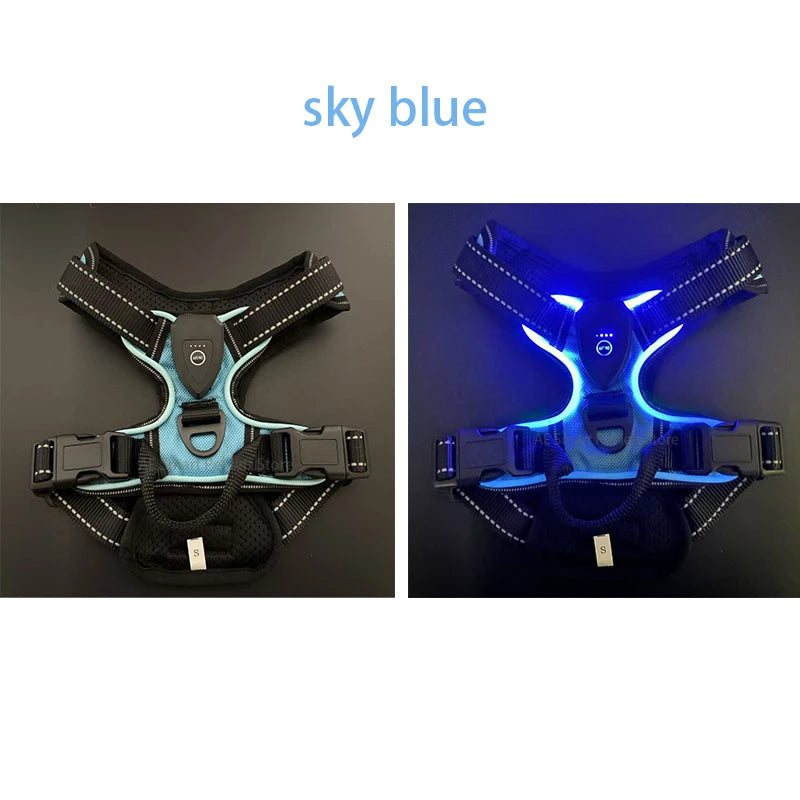 Rechargeable No Pull Led Harness for Dog, Cat, and Puppy