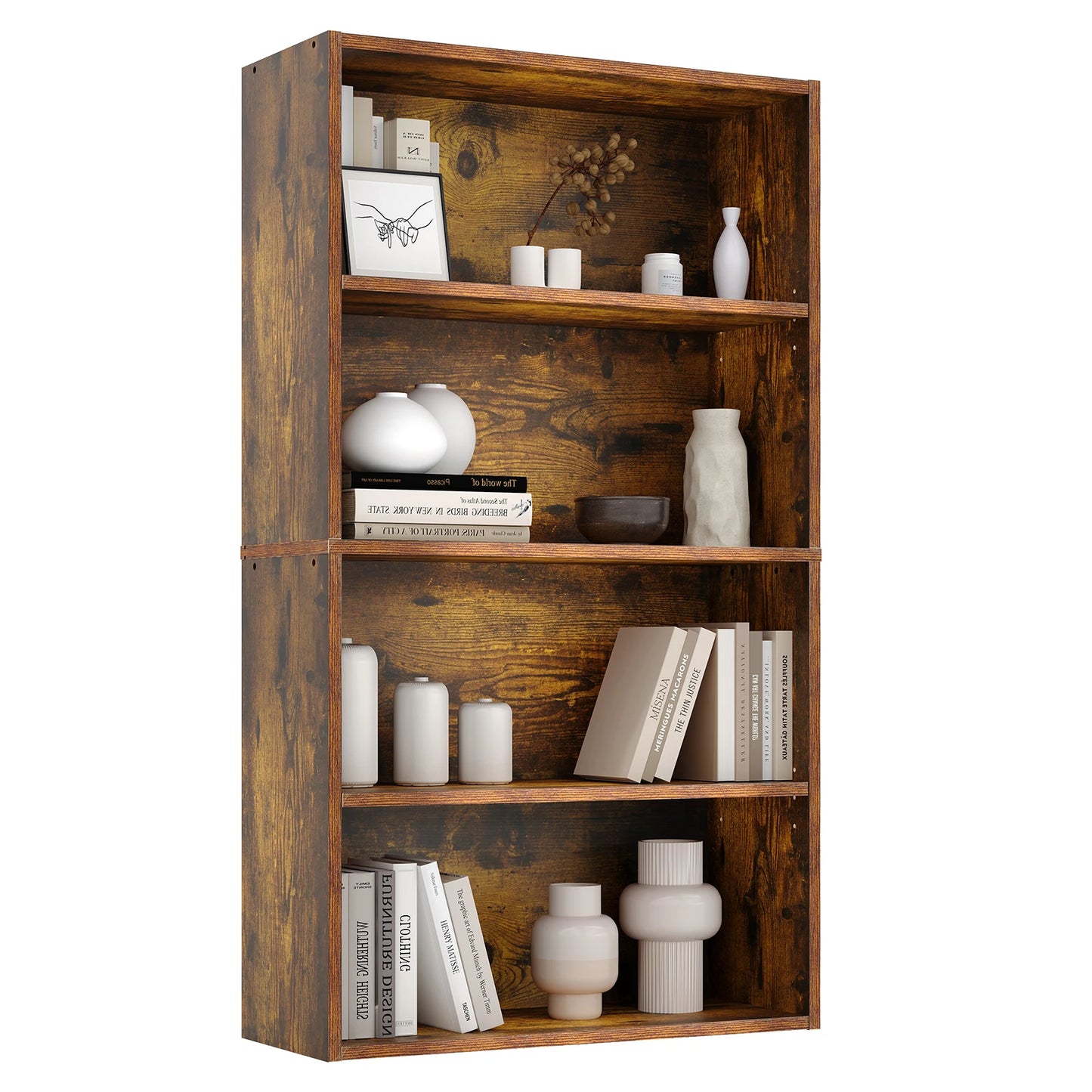 3 or 4 Tier Wooden Bookcase with Adjustable Shelves for your Storage needs in your Home