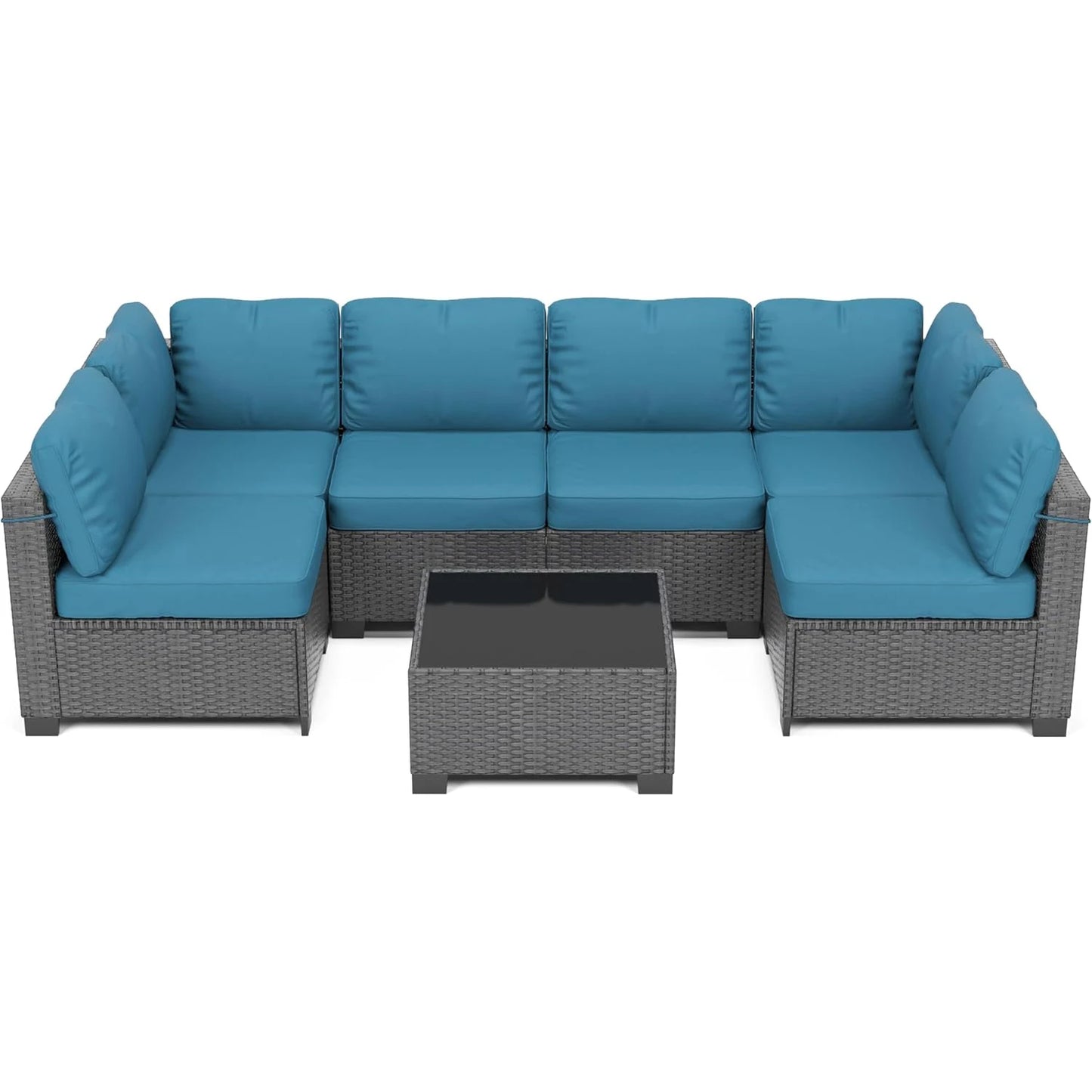 7-Piece Modular Outdoor Rattan Furniture Set,