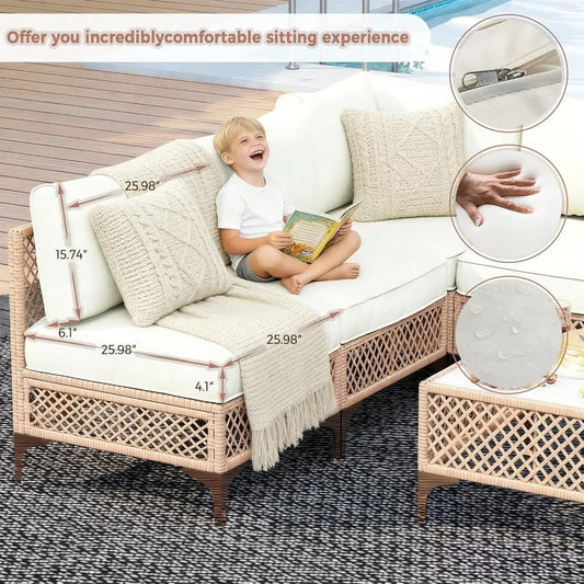5-Piece Wicker Sectional Patio Furniture Set
