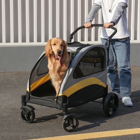 Foldable Large Dog Stroller with 4 Wheels