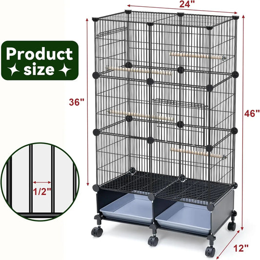 Tall 46-Inch Bird Cage with Slide-Out Trays for Easy Cleaning
