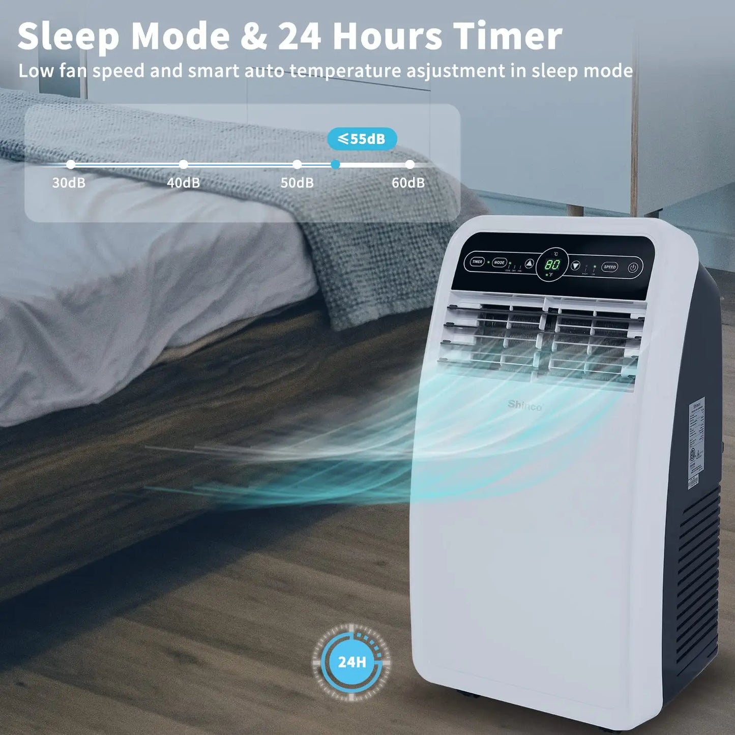 8,000 BTU Portable Air Conditioner with Remote and 3 settings