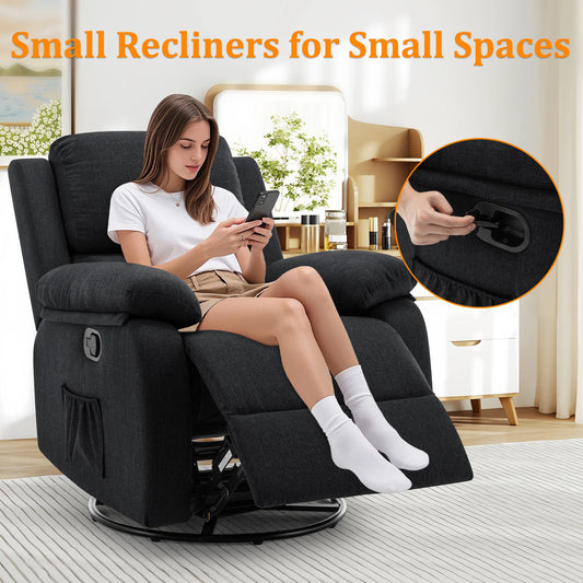 360 Degree Swivel Rocker Recliner for Small Spaces