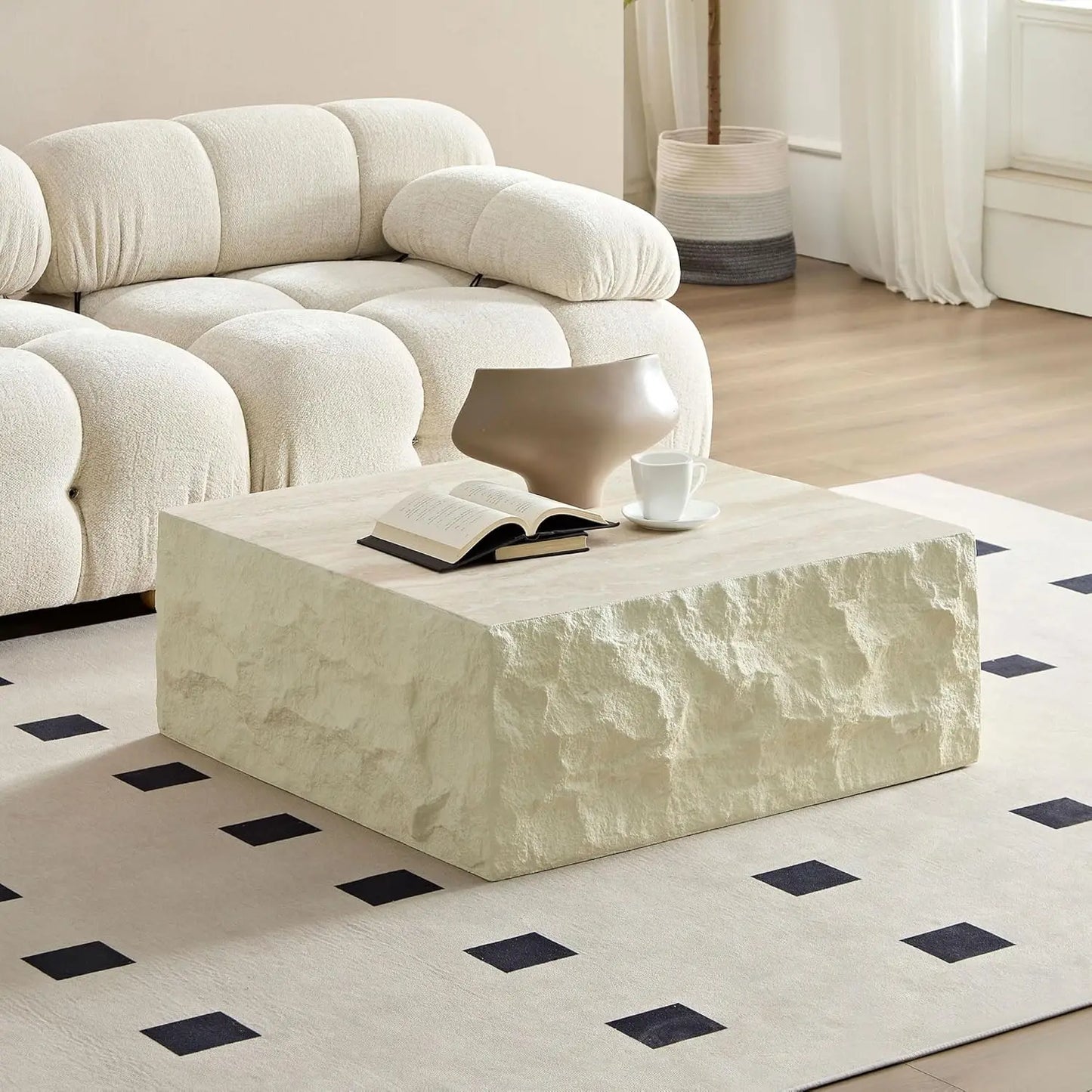 Modern Stainless Steel Pedestal Coffee Table with faux Marble Top
