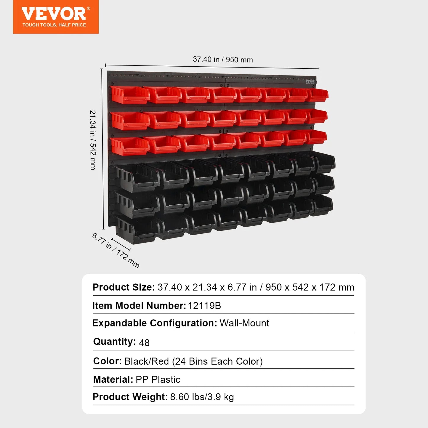 Wall Mounted Storage Bins Parts Rack Organizer for your Garage
