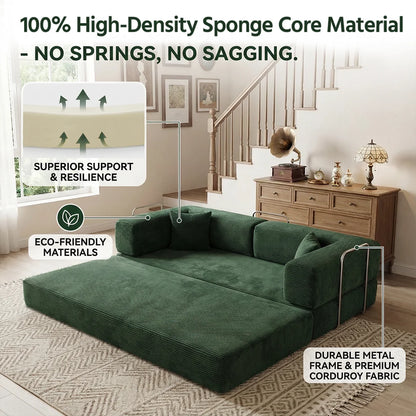4-in-1 Folding Corduroy Boneless Sleeper Couch