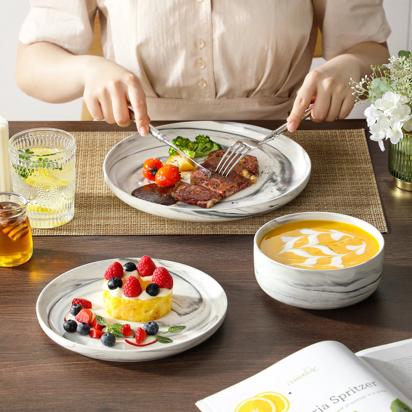 18 or 36-Piece Porcelain Ceramic Dinnerware Set