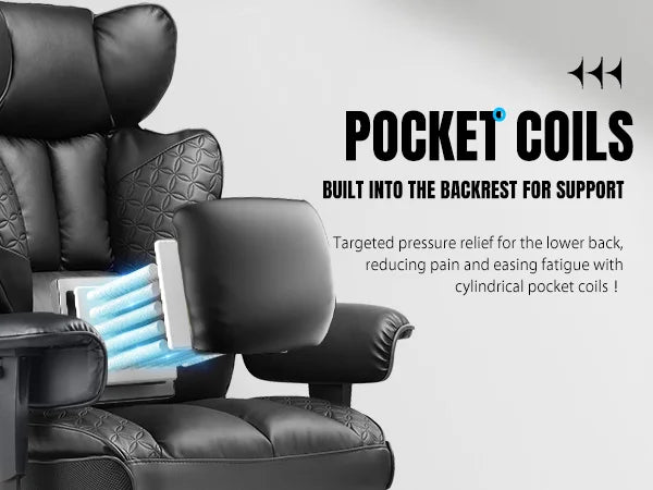 Ergonomic High Back Leather High Back Chair with Footrest and Adjustable Armrests