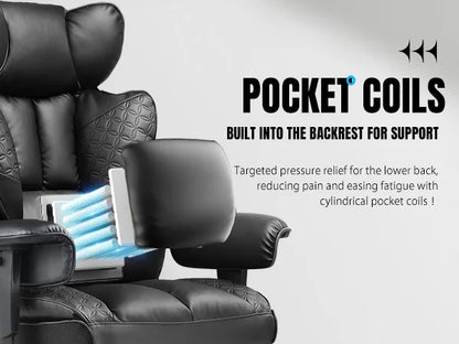 Ergonomic High Back Leather High Back Chair with Footrest and Adjustable Armrests