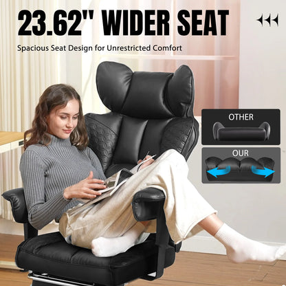 Ergonomic High Back Leather High Back Chair with Footrest and Adjustable Armrests