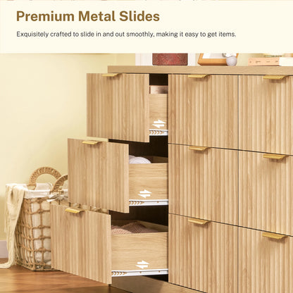 Modern Fluted Dresser with 9 Drawers