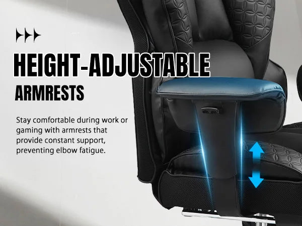 Ergonomic High Back Leather High Back Chair with Footrest and Adjustable Armrests