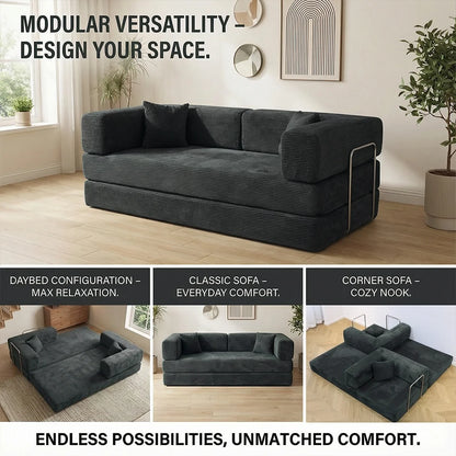 4-in-1 Folding Corduroy Boneless Sleeper Couch