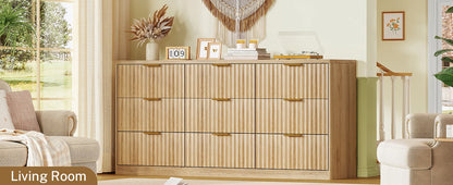 Modern Fluted Dresser with 9 Drawers