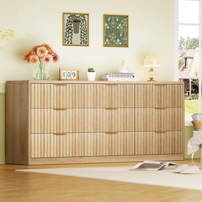 Modern Fluted Dresser with 9 Drawers
