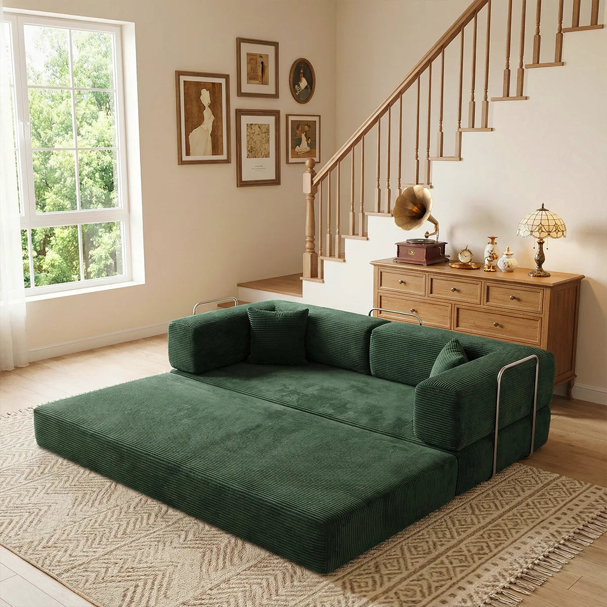4-in-1 Folding Corduroy Boneless Sleeper Couch