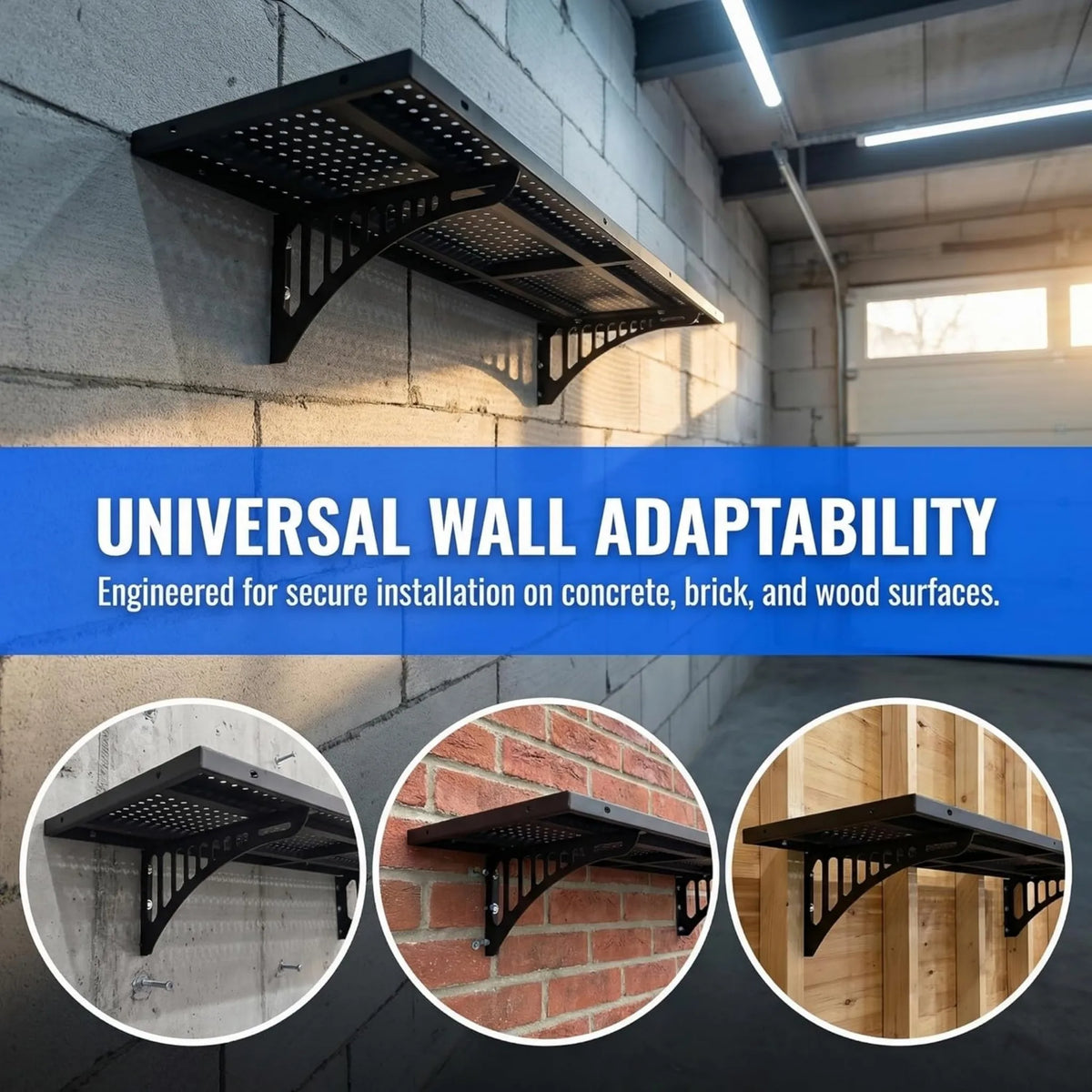 4 Pack and 8 Pack Heavy Duty Wall Mounted Garage Storage Shelves