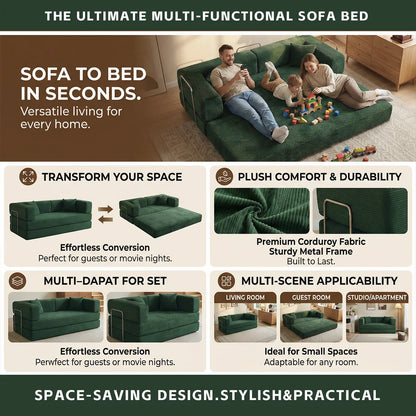 4-in-1 Folding Corduroy Boneless Sleeper Couch