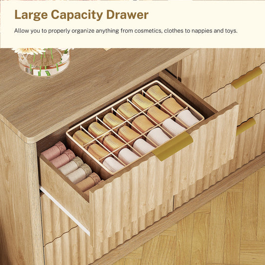 Modern Fluted Dresser with 9 Drawers