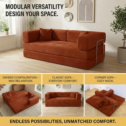 4-in-1 Folding Corduroy Boneless Sleeper Couch