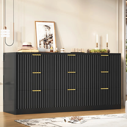 Modern Fluted Dresser with 9 Drawers