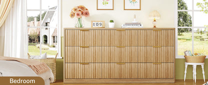 Modern Fluted Dresser with 9 Drawers