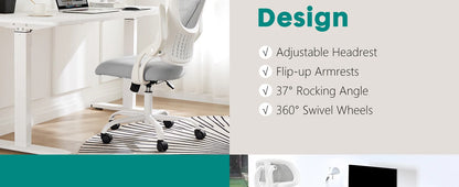 Mesh Ergonomic Office Computer Desk Chair with Adjustable Headrest