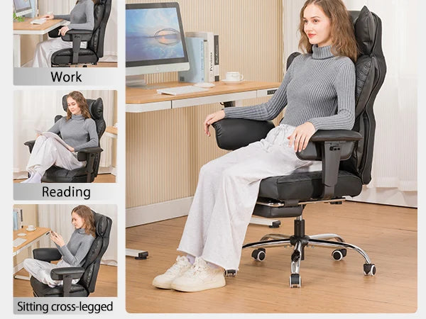 Ergonomic High Back Leather High Back Chair with Footrest and Adjustable Armrests