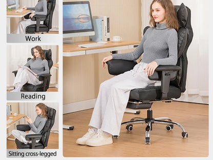 Ergonomic High Back Leather High Back Chair with Footrest and Adjustable Armrests
