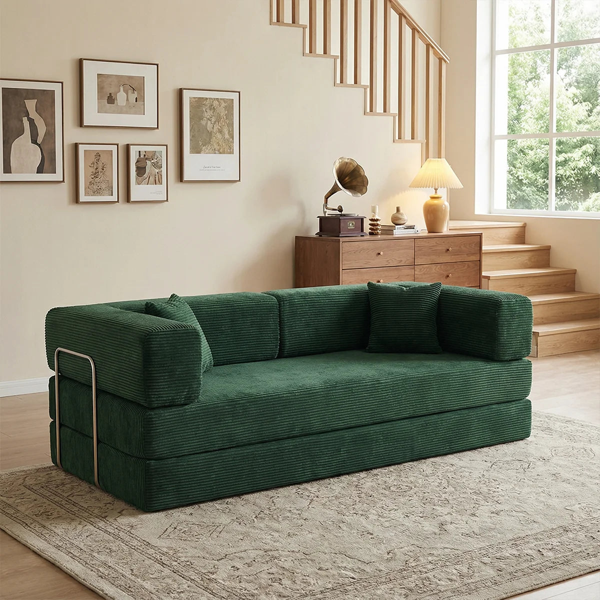 4-in-1 Folding Corduroy Boneless Sleeper Couch