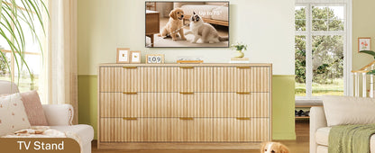 Modern Fluted Dresser with 9 Drawers