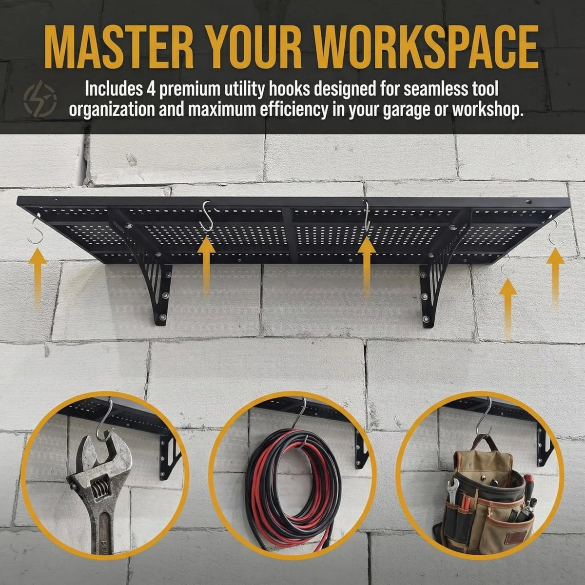 4 Pack and 8 Pack Heavy Duty Wall Mounted Garage Storage Shelves