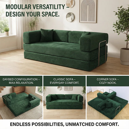 4-in-1 Folding Corduroy Boneless Sleeper Couch