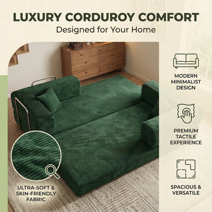 4-in-1 Folding Corduroy Boneless Sleeper Couch