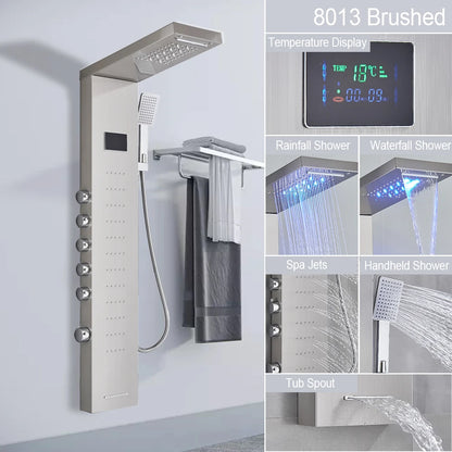 LED Light Waterfall Shower Panel with Digital Display