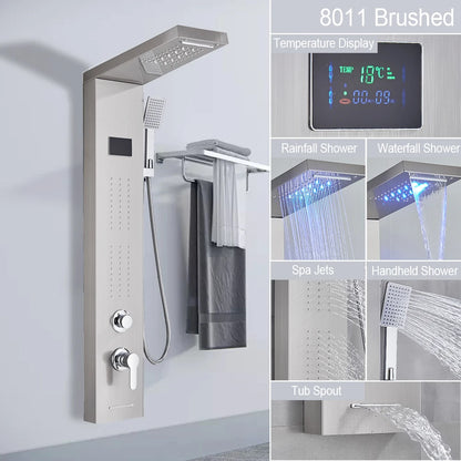 LED Light Waterfall Shower Panel with Digital Display