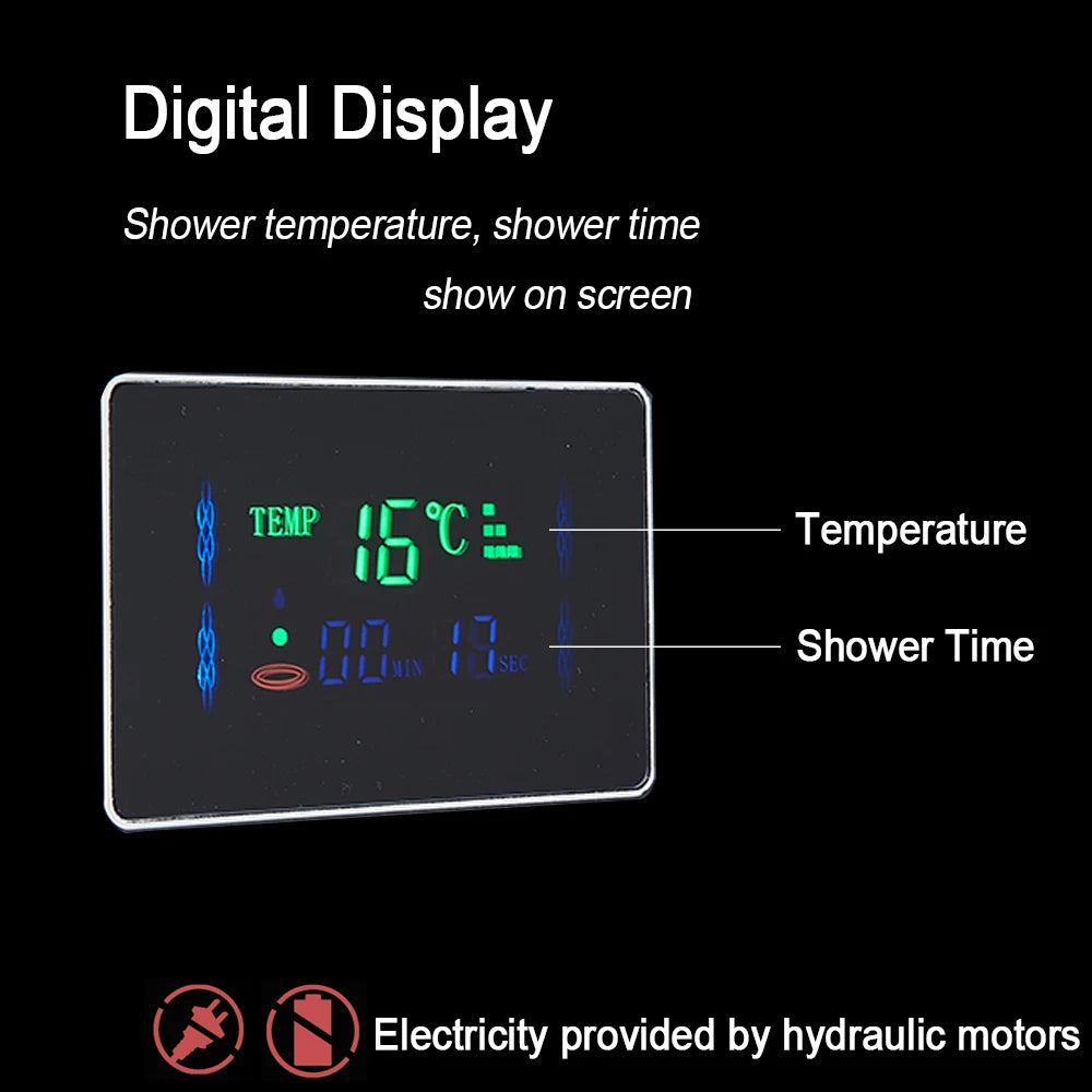 LED Light Waterfall Shower Panel with Digital Display