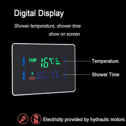 LED Light Waterfall Shower Panel with Digital Display
