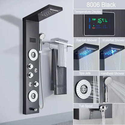 LED Light Waterfall Shower Panel with Digital Display