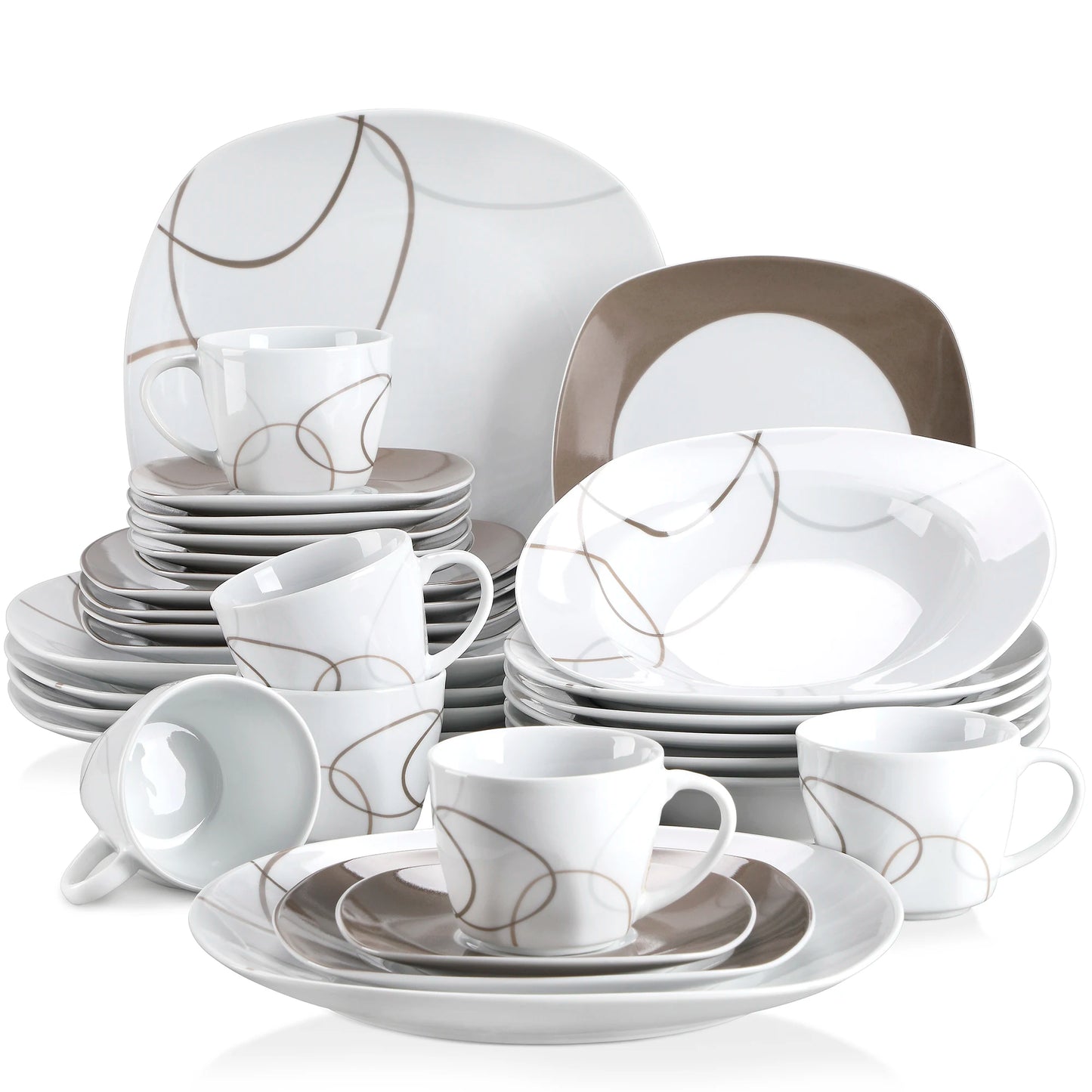 30-Piece Porcelain Ceramic Dinnerware Set