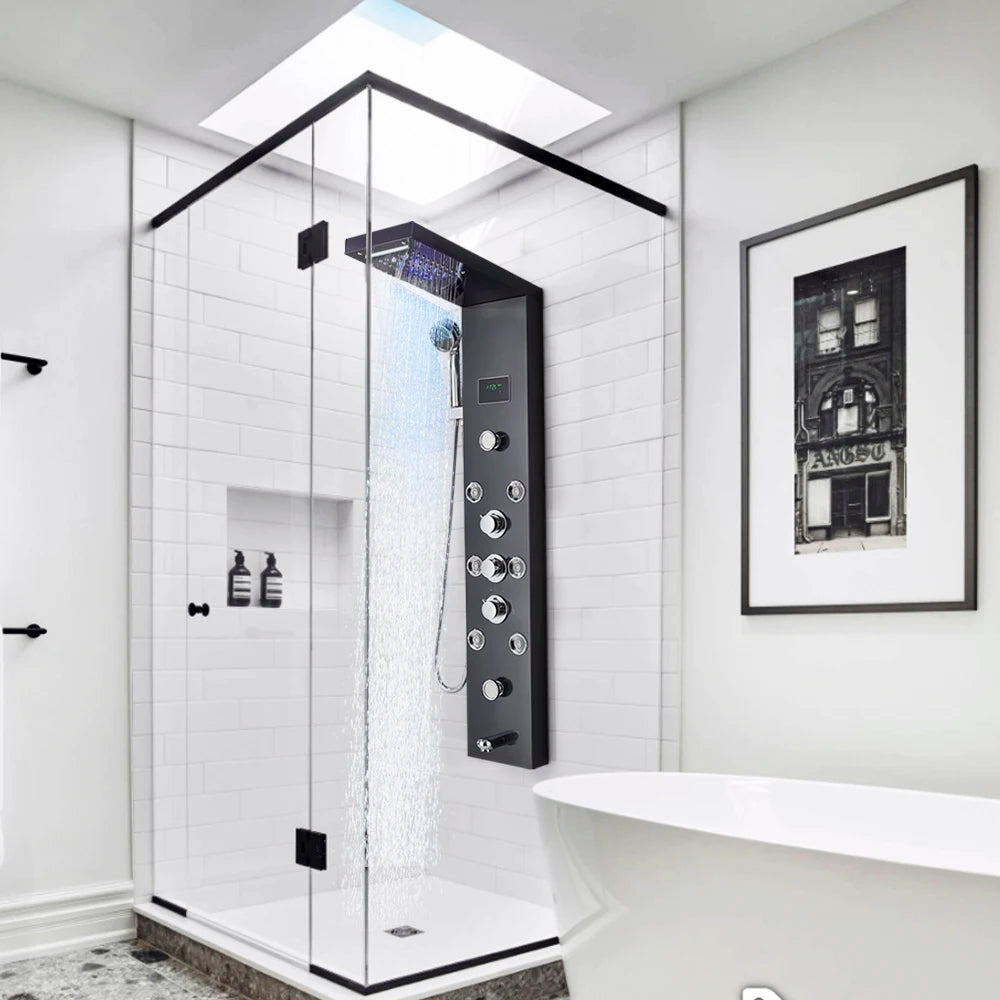 LED Light Waterfall Shower Panel with Digital Display
