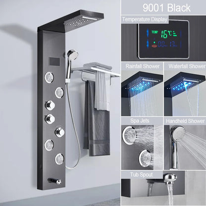 LED Light Waterfall Shower Panel with Digital Display