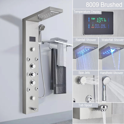 LED Light Waterfall Shower Panel with Digital Display