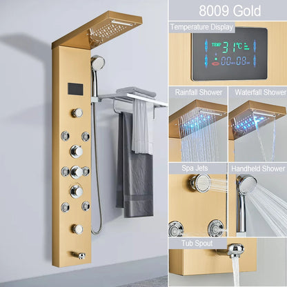 LED Light Waterfall Shower Panel with Digital Display