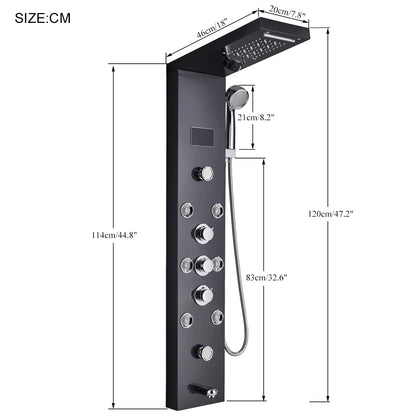 LED Light Waterfall Shower Panel with Digital Display