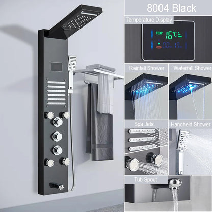 LED Light Waterfall Shower Panel with Digital Display