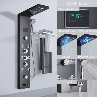 LED Light Waterfall Shower Panel with Digital Display