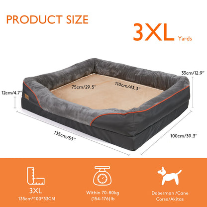 Large Soft and Comfortable Waterproof Dog Bed with Washable Cover